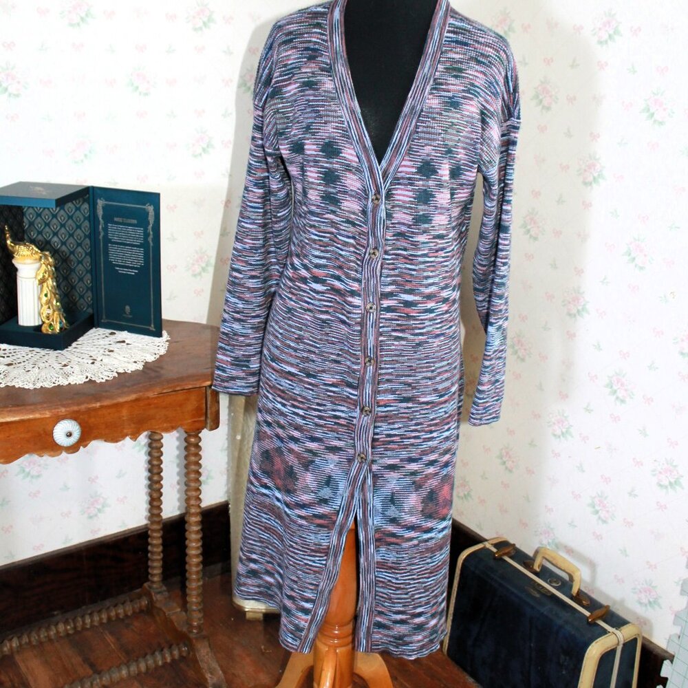 Terra & Sky Cardigan Sweater Duster ~ Blue Space Dye ~ Plus Size 1X (16-18)
